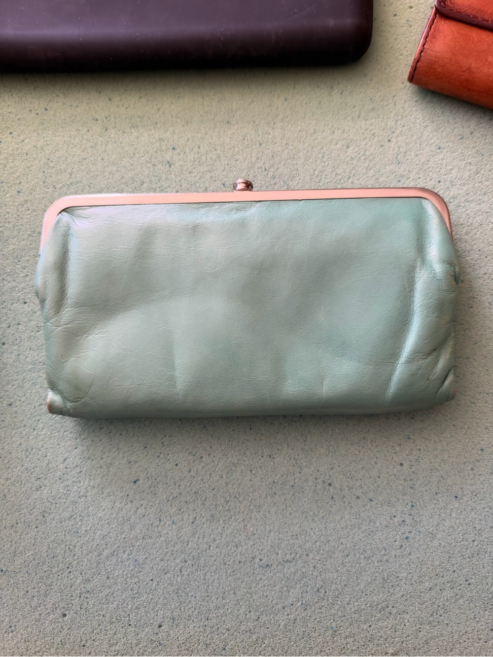 HOBO Mint Leather Frame Clutch Wallet